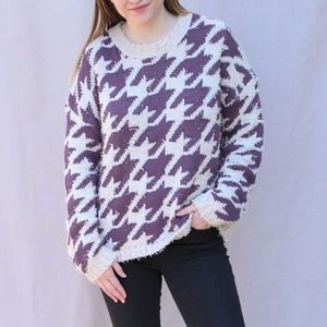 NWT Houndstooth Textured Pullover Sweater